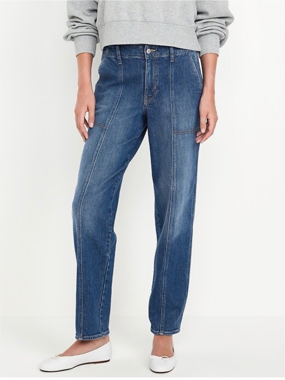 Old Navy High Rise OG Loose Jeans in Medium Blue Denim